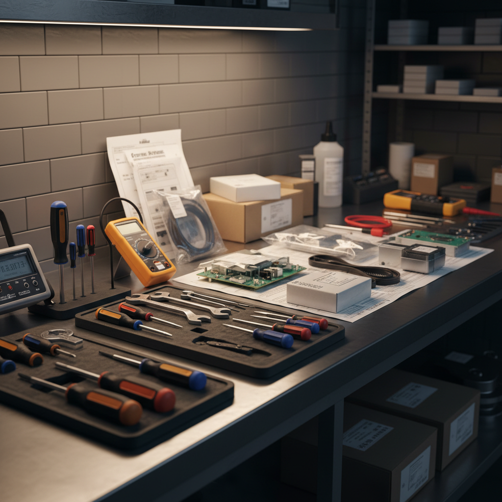 Professional replacement parts and tools organized for Miele repair